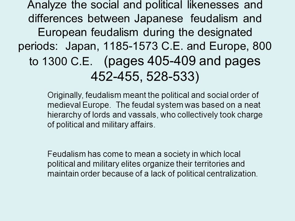 European and Japanese Feudalism.?